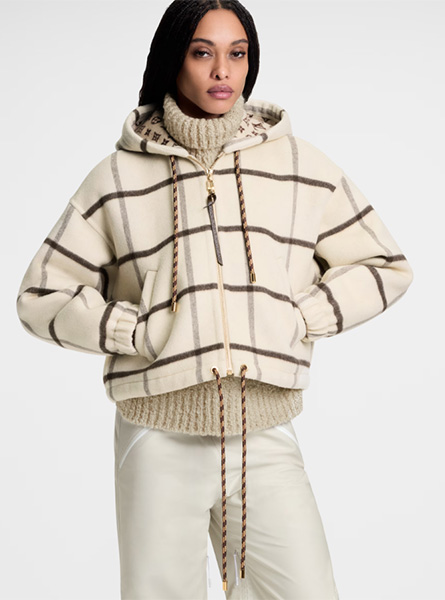 LV高仿女装 | 路易威登 A货服装  2025秋冬LV新款 格纹图案连帽夹克