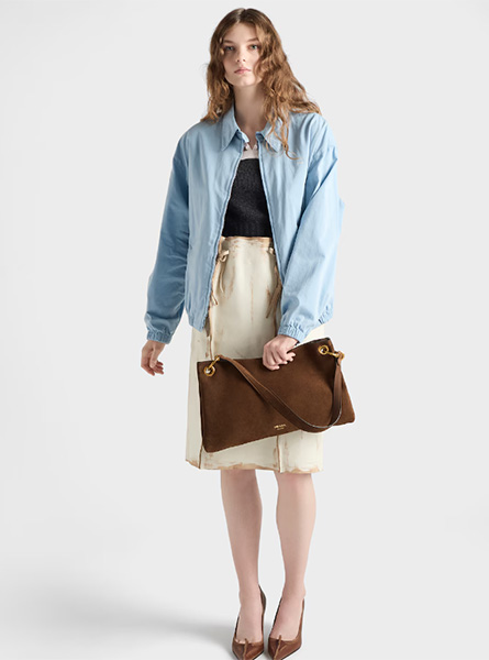 高仿PRADA包包 |  A货普拉达女包 2025秋冬新款 可可棕 Prada Etude 大号绒面皮革单肩包