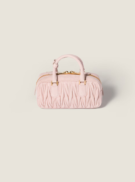 高仿MIUMIU包包 | A货缪缪包包 2025秋冬MIUMIU新款 桃色 Arcadie Matelassé绒面皮革手袋