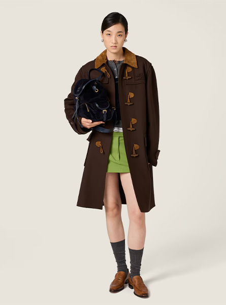 高仿MIUMIU包包 | A货缪缪包包 2025秋冬MIUMIU新款 海军蓝灯芯绒背包