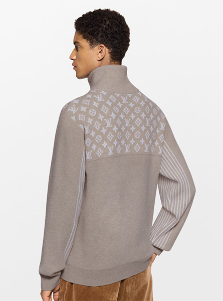 LV高仿男装 | 路易威登 A货服装  2025秋冬LV新款 罗纹绵羊毛半拉链套头衫