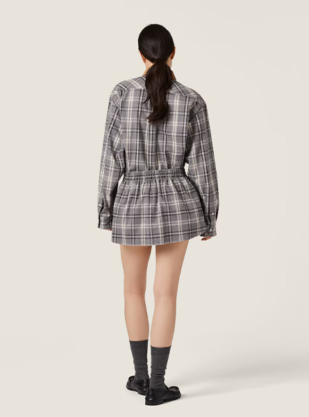 MIUMIU高仿女装 | 缪缪A货服装  2025秋冬MIUMIU新款 格纹法兰绒衬衫