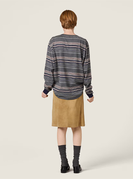 MIUMIU高仿女装 | 缪缪A货服装  2025秋冬MIUMIU新款 条纹平纹针织T恤