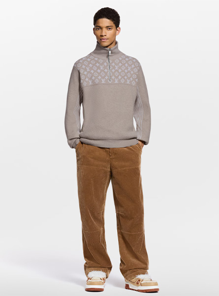 LV高仿男装 | 路易威登 A货服装  2025秋冬LV新款 罗纹绵羊毛半拉链套头衫