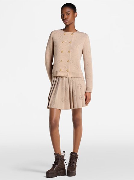 LV高仿女装 | 路易威登 A货服装  2025秋冬LV新款 双排扣镂花针织开衫