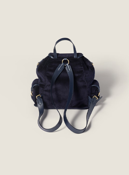 高仿MIUMIU包包 | A货缪缪包包 2025秋冬MIUMIU新款 海军蓝灯芯绒背包