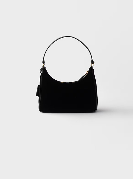 高仿PRADA包包 | A货普拉达女包 2025秋冬新款 黑色Prada Re-Edition 2005 天鹅绒和Saffiano迷你手袋