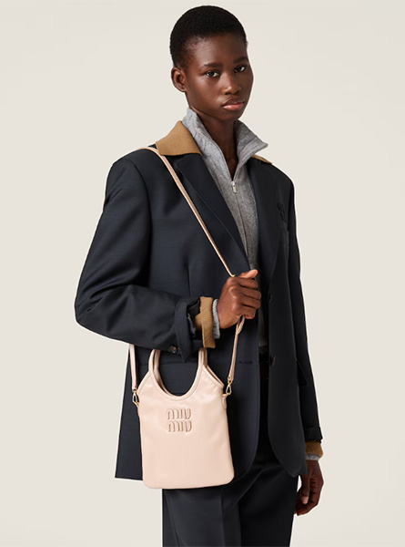 高仿MIUMIU包包 | A货缪缪包包 2025秋冬MIUMIU新款 裸粉色IVY皮革手袋