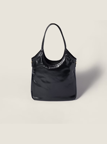 高仿MIUMIU包包 | A货缪缪包包 2025秋冬MIUMIU新款 黑色 IVY皮革手袋 托特包