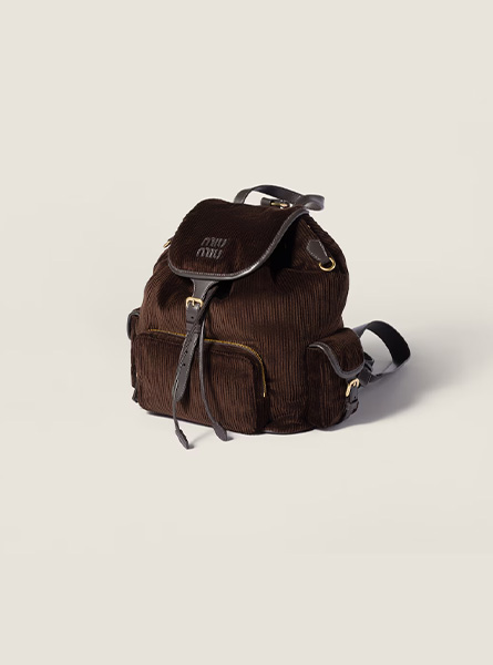 高仿MIUMIU包包 | A货缪缪包包 2025秋冬MIUMIU新款 乌木色 灯芯绒背包