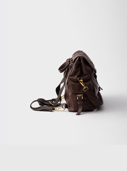 高仿PRADA包包 | A货普拉达女包 2025秋冬新款 赭褐色 Prada Explore 中号软羊革双肩背包