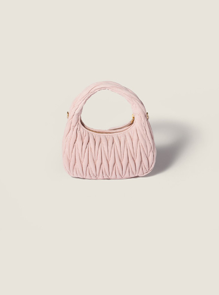 高仿MIUMIU包包 | A货缪缪包包 2025秋冬MIUMIU新款 桃色 Wander Matelassé绒面皮革手袋