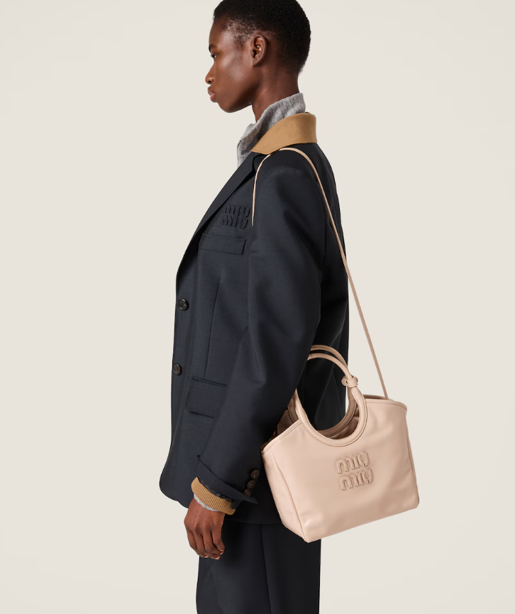 高仿MIUMIU包包 | A货缪缪包包 2025秋冬MIUMIU新款 裸粉色 IVY皮革手袋 托特包