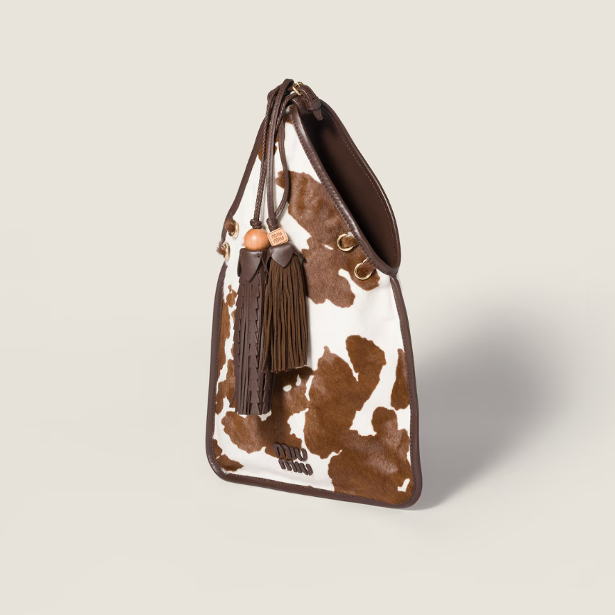 高仿MIUMIU包包 | A货缪缪包包 2025秋冬MIUMIU新款 烧焦赭色 印花皮革手袋 托特包