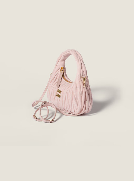 高仿MIUMIU包包 | A货缪缪包包 2025秋冬MIUMIU新款 桃色 Wander Matelassé绒面皮革手袋