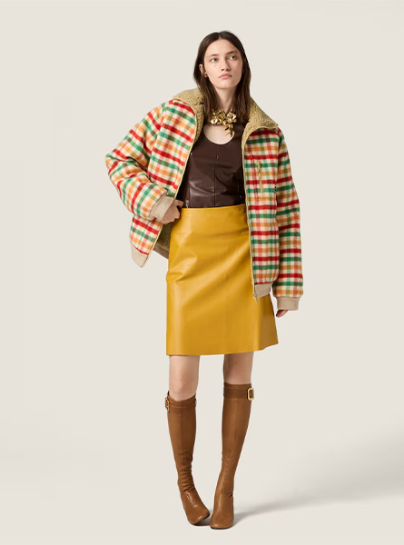 MIUMIU高仿女装 | 缪缪A货服装  2025秋冬MIUMIU新款 抓绒内衬格纹夹克