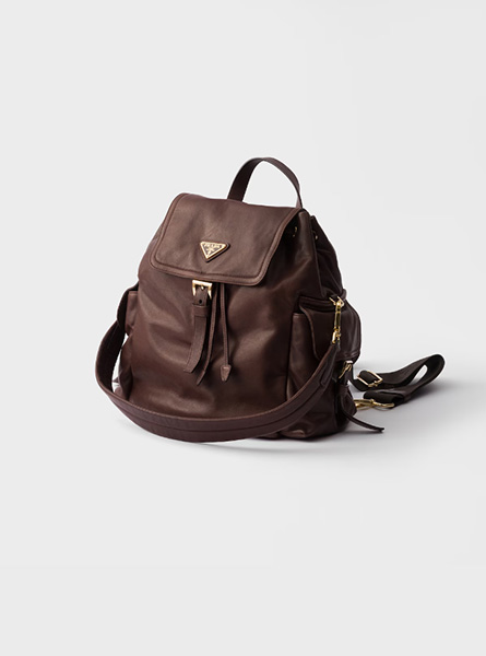 高仿PRADA包包 | A货普拉达女包 2025秋冬新款 赭褐色 Prada Explore 中号软羊革双肩背包