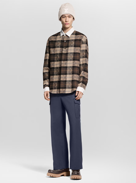 LV高仿男装 | 路易威登 A货服装  2025秋冬LV新款 MONOGRAM 法兰绒长袖马球衫