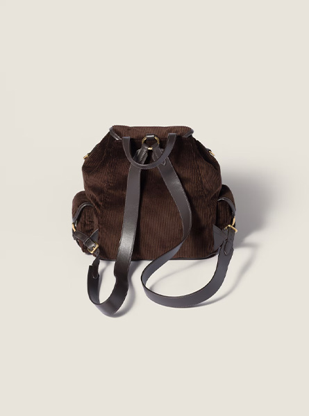 高仿MIUMIU包包 | A货缪缪包包 2025秋冬MIUMIU新款 乌木色 灯芯绒背包