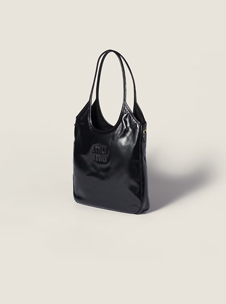 高仿MIUMIU包包 | A货缪缪包包 2025秋冬MIUMIU新款 黑色 IVY皮革手袋 托特包