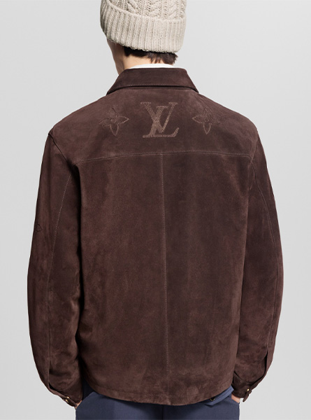 LV高仿男装 | 路易威登 A货服装  2025秋冬LV新款 MONOGRAM 刺绣绒面皮革夹克式衬衫
