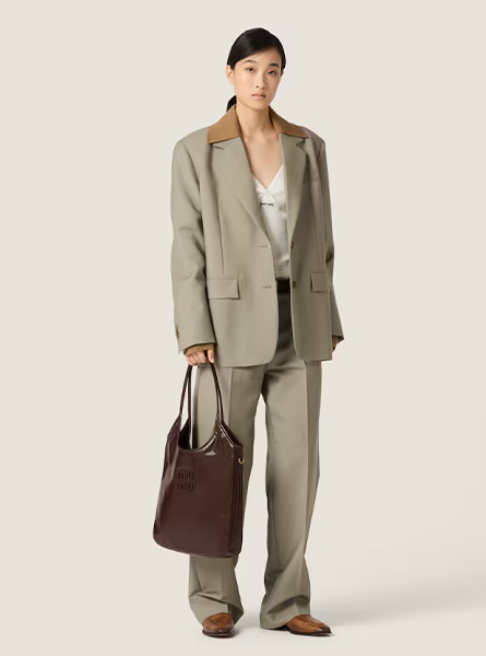 高仿MIUMIU包包 | A货缪缪包包 2025秋冬MIUMIU新款 深棕色 IVY皮革手袋 托特包