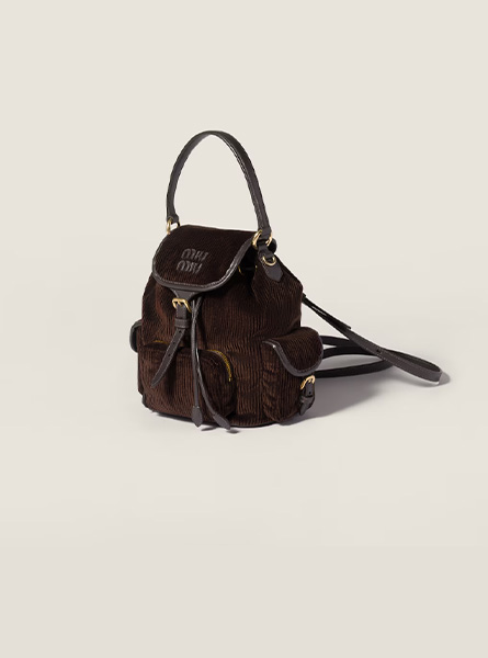 高仿MIUMIU包包 | A货缪缪包包 2025秋冬MIUMIU新款 乌木色 灯芯绒背包