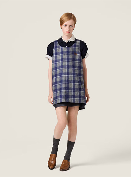 MIUMIU高仿女装 | 缪缪A货服装  2025秋冬MIUMIU新款 格纹迷你连衣裙
