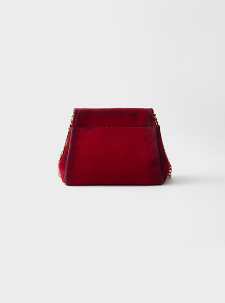 高仿PRADA包包 | A货普拉达女包 2025秋冬新款 宝石红Prada Enchaîné 迷你绒面皮革手袋