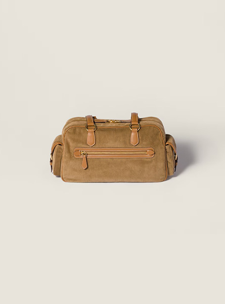 高仿MIUMIU包包 | A货缪缪包包 2025秋冬MIUMIU新款 肉桂色 灯芯绒口袋手提包