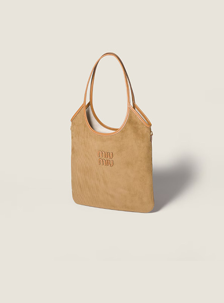 高仿MIUMIU包包 | A货缪缪包包 2025秋冬MIUMIU新款 肉桂色 IVY灯芯绒质感手袋 托特包