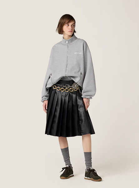 MIUMIU高仿女装 | 缪缪A货服装  2025秋冬MIUMIU新款 棉质抓绒拉链运动衫