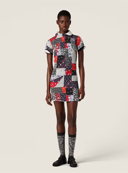 MIUMIU高仿女装 | 缪缪A货服装  2025秋冬MIUMIU新款 拼布府绸迷你裙