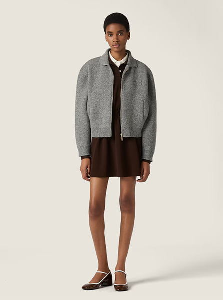 MIUMIU高仿女装 | 缪缪A货服装  2025秋冬MIUMIU新款 设得兰羊毛与羊绒拉链开衫