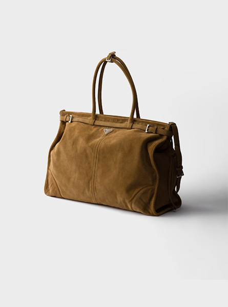 高仿PRADA包包 | A货普拉达男包 2025秋冬新款 肉桂色 绒面皮革托特包