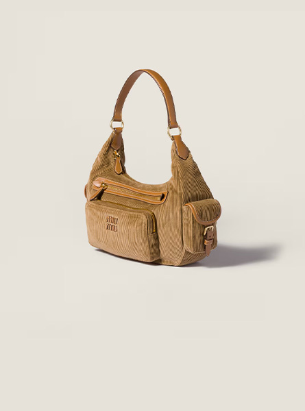 高仿MIUMIU包包 | A货缪缪包包 2025秋冬MIUMIU新款 肉桂色 灯芯绒口袋手袋