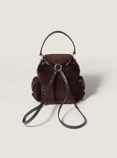 高仿MIUMIU包包 | A货缪缪包包 2025秋冬MIUMIU新款 乌木色 灯芯绒背包