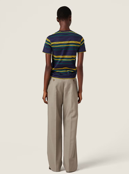 MIUMIU高仿女装 | 缪缪A货服装  2025秋冬MIUMIU新款 条纹平纹针织T恤