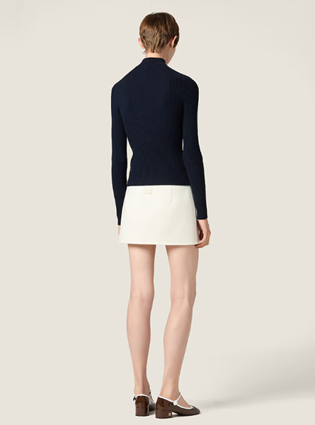 MIUMIU高仿女装 | 缪缪A货服装  2025秋冬MIUMIU新款 羊绒和皮革拉链开衫