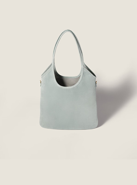 高仿MIUMIU包包 | A货缪缪包包 2025秋冬MIUMIU新款 粉蓝色 IVY绒面皮革手袋 托特包