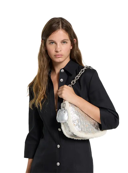 高仿GUCCI包包 | A货古驰女包 2025秋冬GUCCI新款 银色 GG Emblem系列中号肩背包