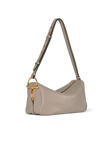 高仿GUCCI包包 | A货古驰女包 2025秋冬GUCCI新款 灰褐色 Gucci Half Horsebit系列中号肩背包