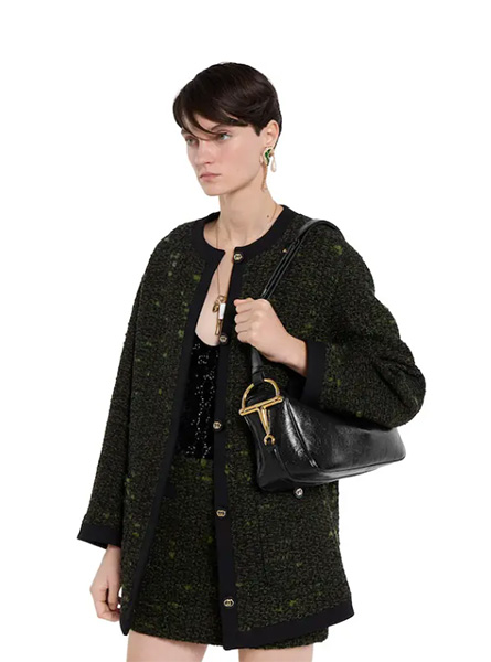 高仿GUCCI包包 | A货古驰女包 2025秋冬GUCCI新款 黑色 Gucci Half Horsebit系列中号肩背包