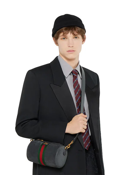 高仿GUCCI包包 | A货古驰男包 2025秋冬GUCCI新款 深灰色 Ophidia系列迷你手袋