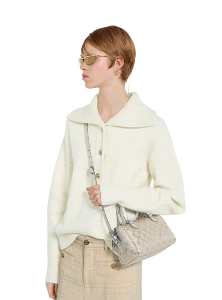 高仿GUCCI包包 | A货古驰女包 2025秋冬GUCCI新款 浅米色 GG Emblem系列小号波士顿包