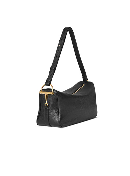 高仿GUCCI包包 | A货古驰女包 2025秋冬GUCCI新款 黑色 Gucci Half Horsebit系列大号肩背包