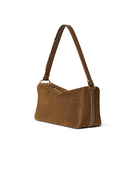 高仿GUCCI包包 | A货古驰女包 2025秋冬GUCCI新款 棕色 Gucci Half Horsebit系列大号肩背包