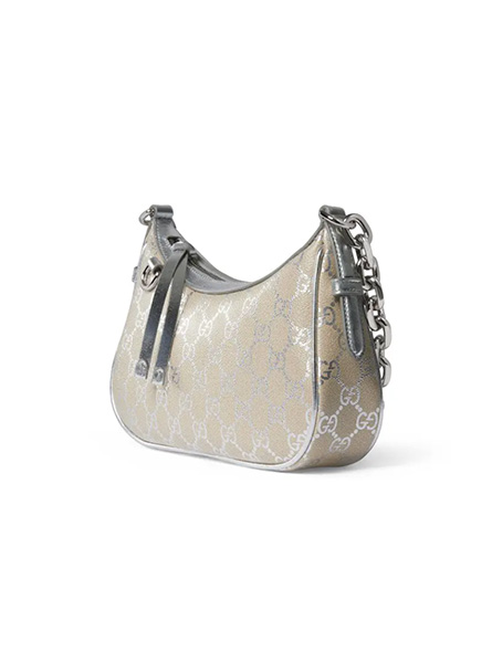 高仿GUCCI包包 | A货古驰女包 2025秋冬GUCCI新款 银色 GG Emblem系列小号肩背包