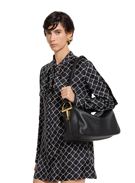 高仿GUCCI包包 | A货古驰女包 2025秋冬GUCCI新款 黑色 Gucci Half Horsebit系列大号肩背包