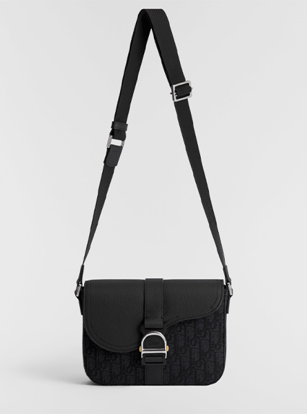 高仿DIOR包包 | A货迪奥男包 2026春夏DIOR新款 黑色Heritage 马鞍翻盖信使包